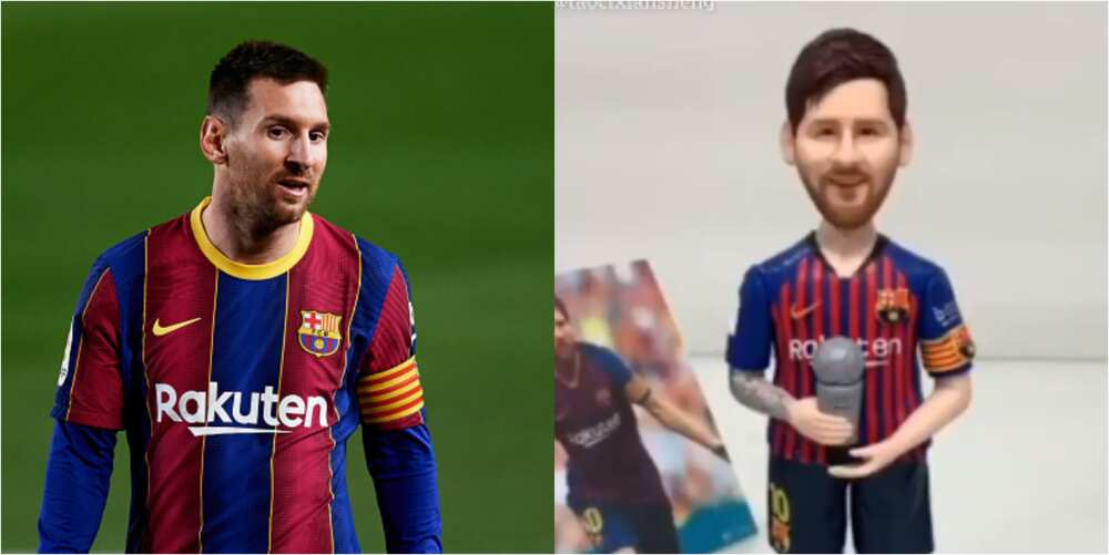 Fan stuns everyone as he creates a look of Lionel Messi receiving an award using clay
