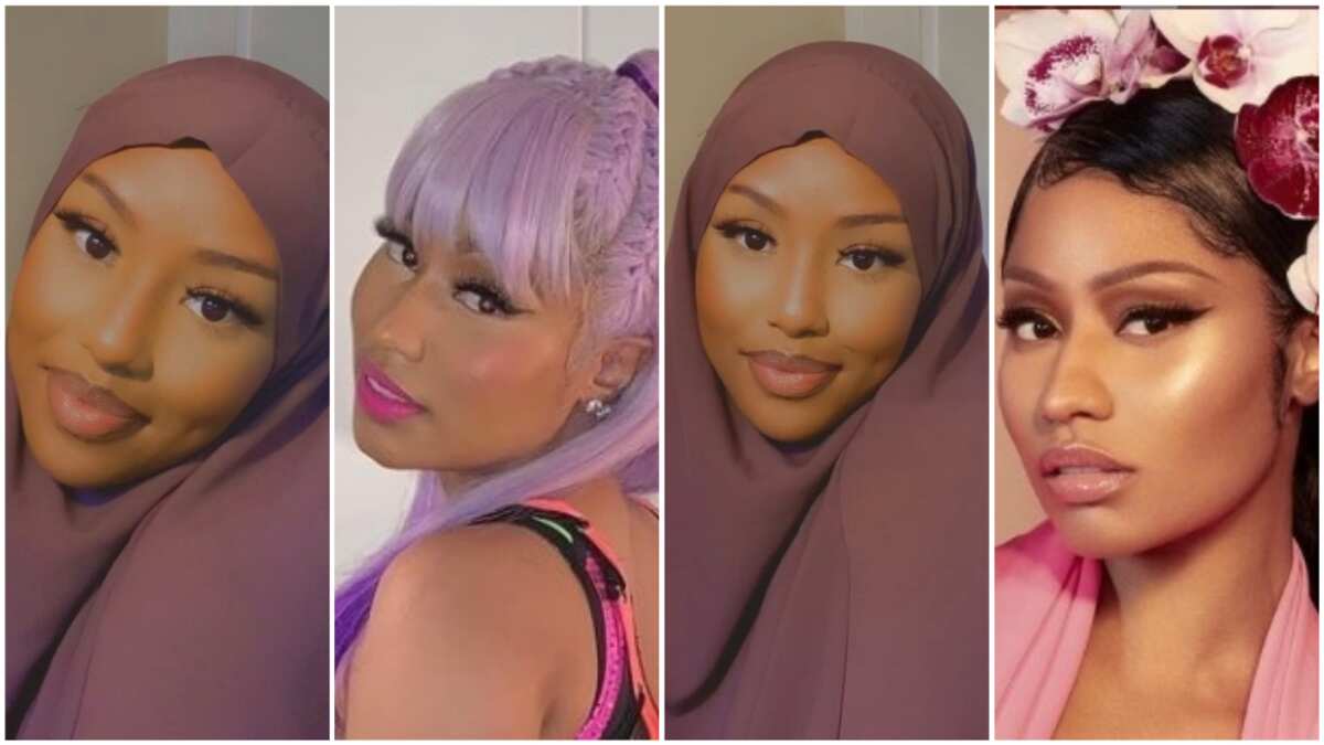 Check out photos of Nigerian lady on hijab who 'looks like' Nicki Minaj, her comparison stirs angry reactions from many people