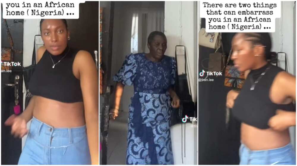 Lady danced in her room/lady's mother opened room door. Lady danced in her room/lady's mother opened room door.