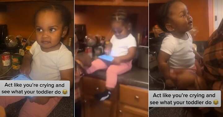 Little girl sees mum crying, emotional video