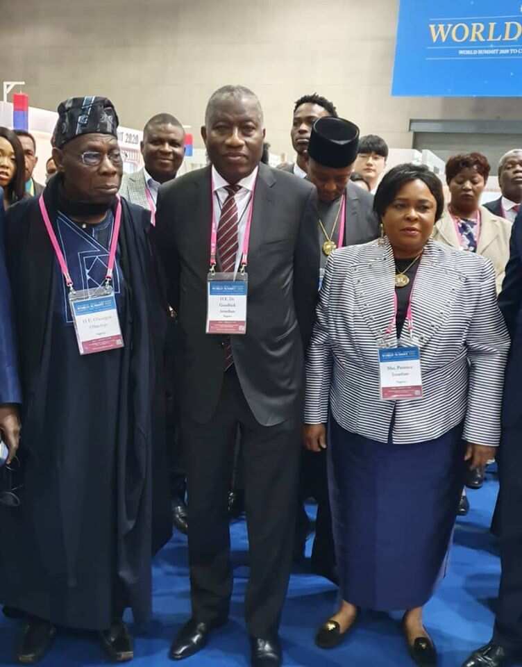 Goodluck Jonathan and Obasanjo reunite at peace summit in South Korea (photos)