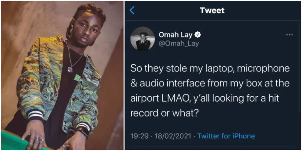 Singer Omah Lay gets robbed at airport, laments on social media