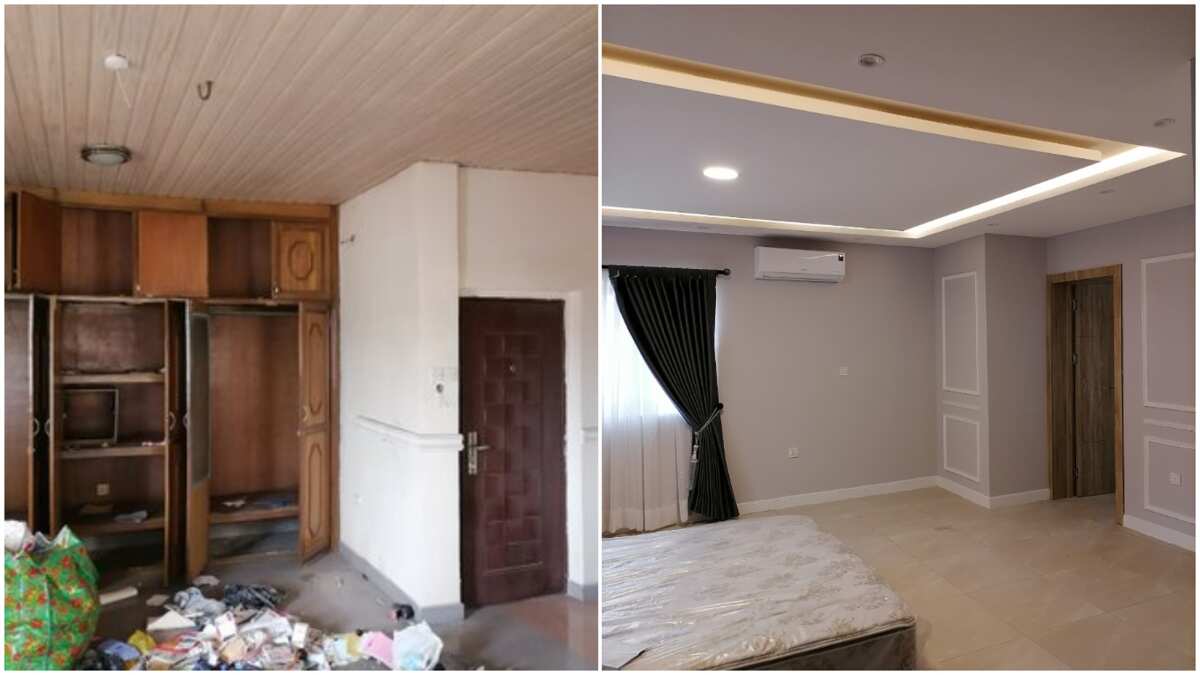 Nigerian man transforms dirty-looking room into 'paradise', photos spark reactions