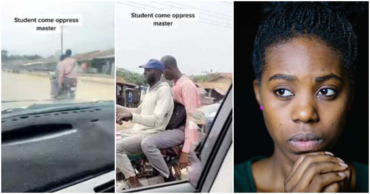 Old headmaster on a bike hides face as his former student in car mocks him, video sparks mixed reactions