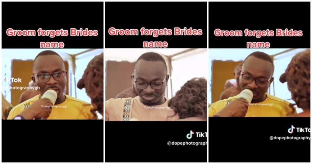 Groom forgets wife's name, groom forgets bride's name at wedding