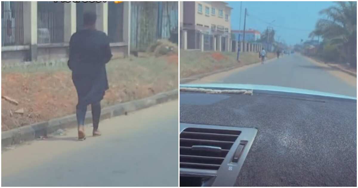 Video emerges as man finds famous Nollywood actress trekking on Asaba road