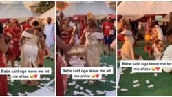 "She don see shege": Nigerian bride causes stir at wedding as she dances crazily in video, ignores groom