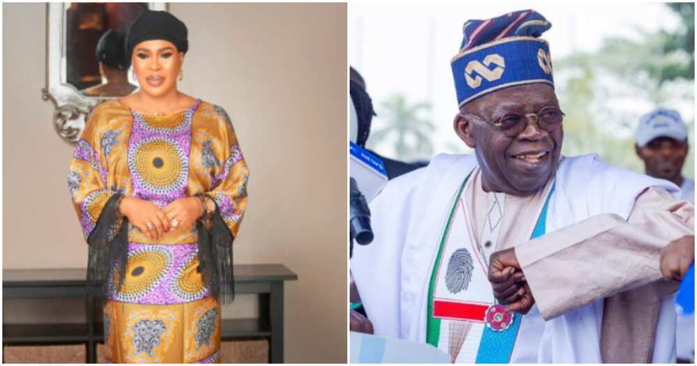 Actress Faithia Balogun and her presidential candidate Tinubu Actress Faithia Balogun and her presidential candidate Tinubu