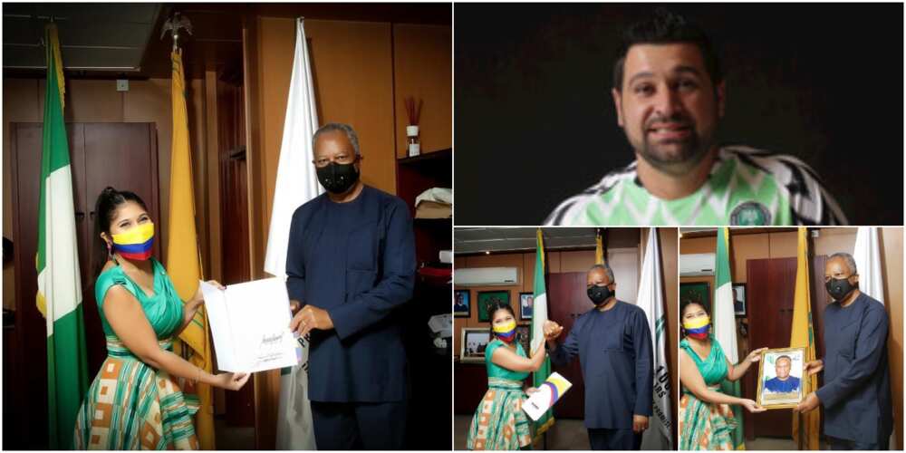 White Nigerian shares adorable photos on social media as his 32-year-old wife represents Colombia in Nigeria