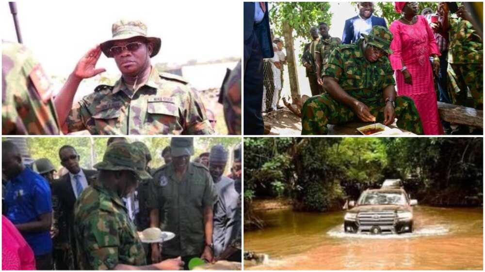 Insecurity: Governor Yahaya Bello rocks military camo, storms forest to boost soldiers' morale