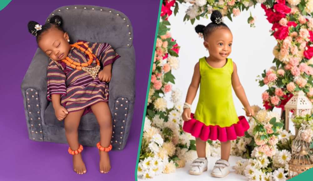 Little baby rocks aso-oke outfit for birthday photoshoot