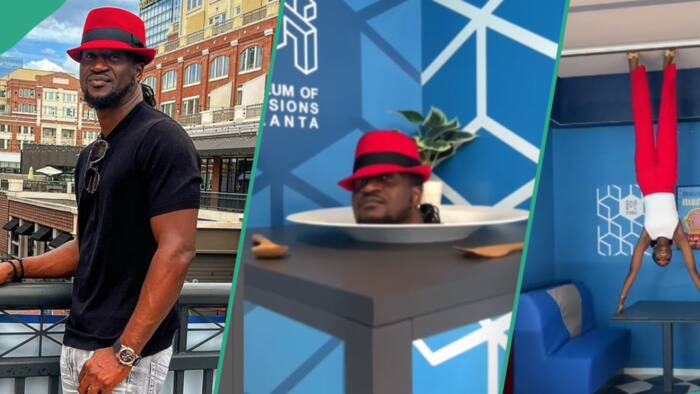 Paul Okoye, lover get playful, share mind-challenging videos as they visit Museum of Illusion
