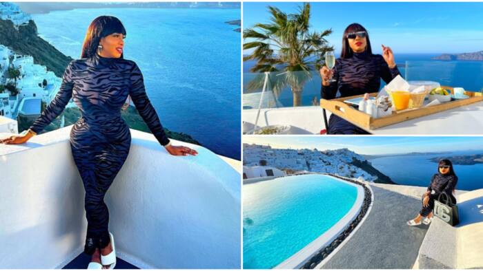 Actress Chika Ike takes fans to Santorini, Greece as she floods IG with breathtaking luxury vacation photos