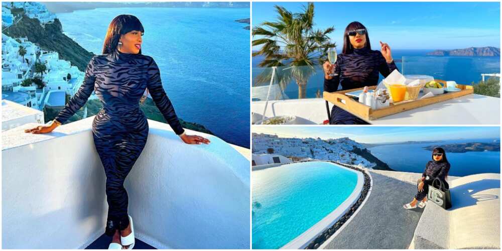 Actress Chika Ike takes fans to Santorini, Greece through photos