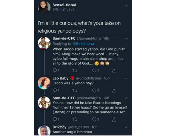 Man explains how Jacob in the Bible was a 'yahoo boy'