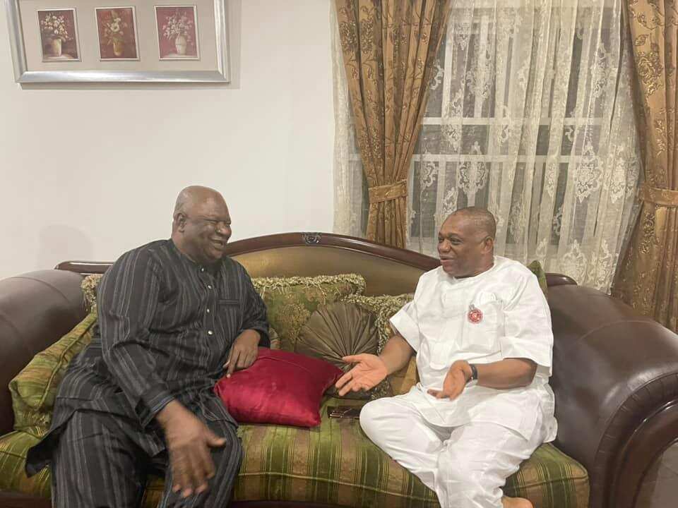 2023: Senator Orji Kalu Hosts PDP Presidential Aspirant Pius Anyim in Abuja