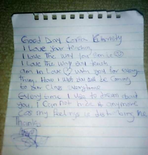 Corps member shares adorable love letter she got from her male student (photo)