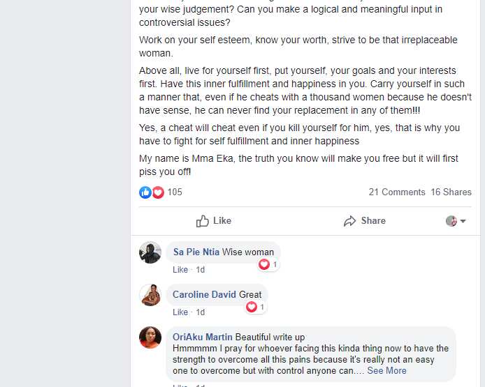 Lady teaches married women how to win war against side chics