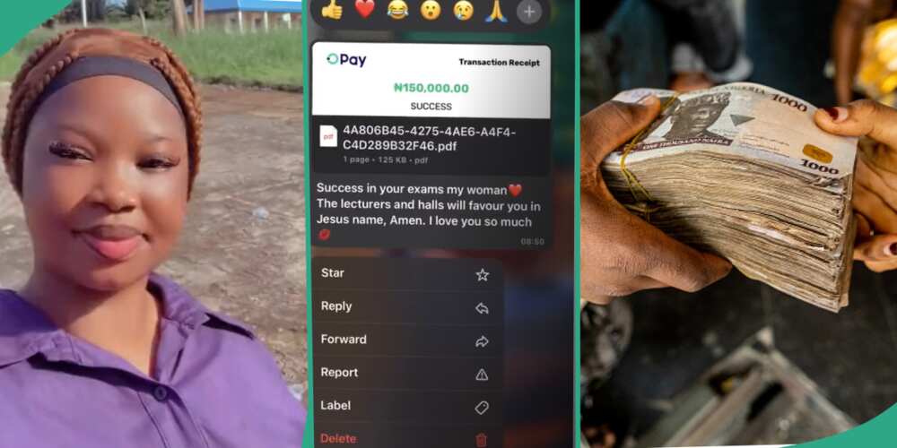 A Nigerian lady shares transaction details as her man sends her N150k.