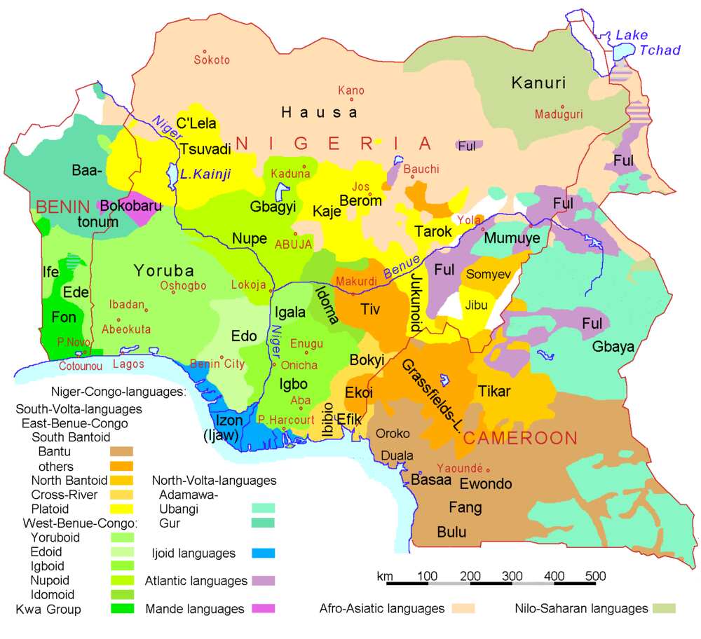 List of languages in Nigeria and their states