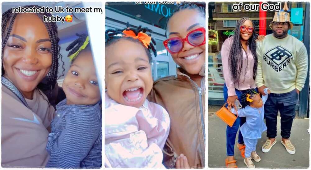 Photos of Ariane Bree with her daughter as they move to the UK.