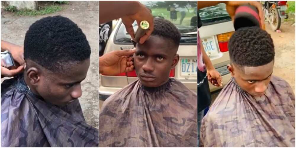 A student of OAU was given a free haircut