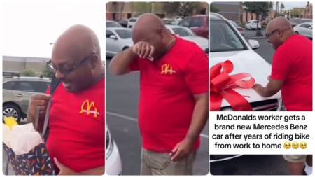 Man who comes to work everyday on bike gets mercedes benz car from employer in video