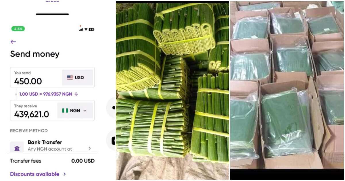 Nigerian woman packages many banana leaves, ships them to people abroad, makes dollars from it