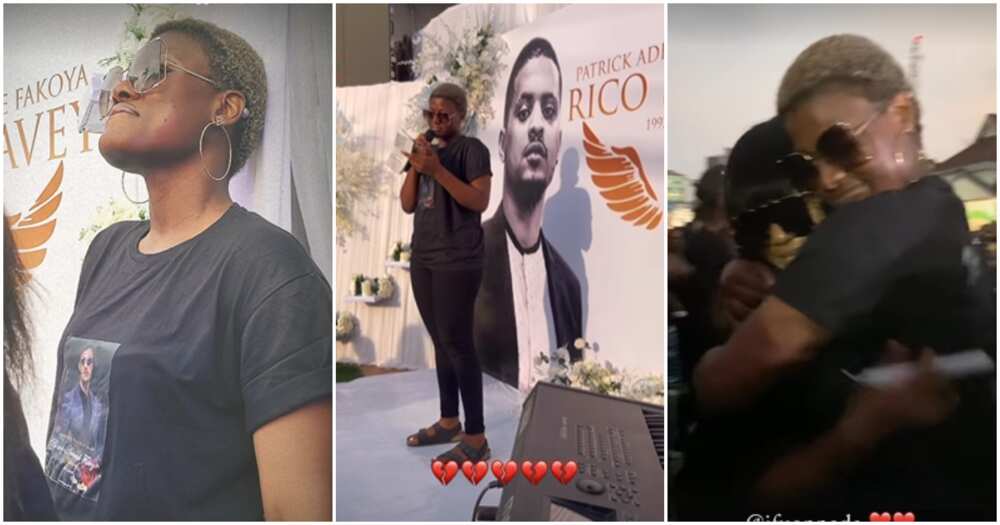 Photos of BBNaija star Alex Asogwa at Rico Swavey's burial