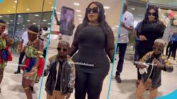 Grand P and curvy lover Eudoxie earn praises as he displays fire adowa moves at airport upon arrival