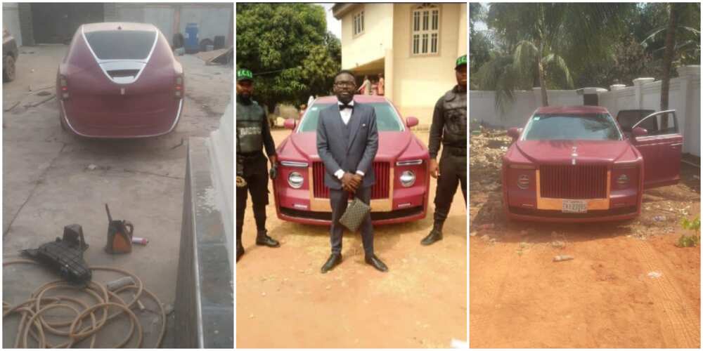 Reactions as Nigerian man turns his Toyota car into a fine Rolls Royce Sweptail, photos go viral Reactions as Nigerian man turns his Toyota car into a fine Rolls Royce Sweptail, photos go viral