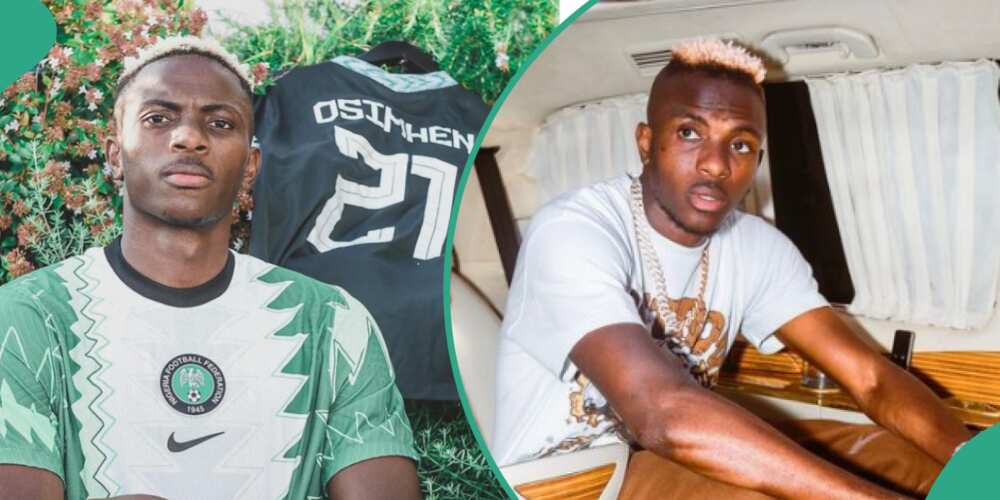 Victor Osimhen wearing Nigerian football jersey, Victor Osimhen on a private jet