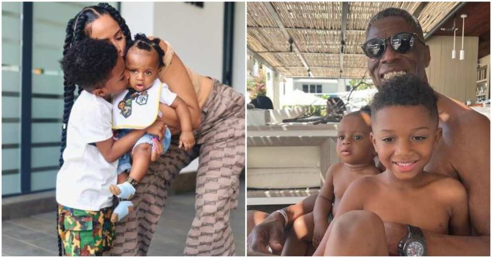 Wizkid's Jada with her sons and her father Wizkid's Jada with her sons and her father