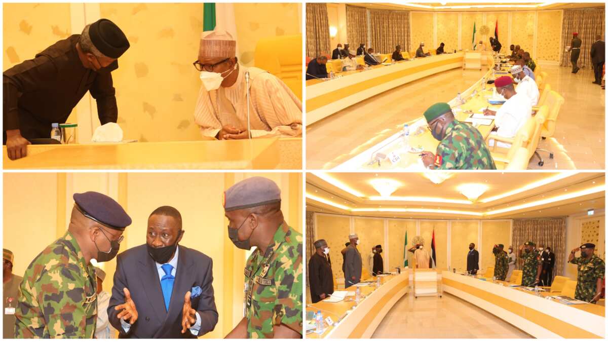 Just In: Buhari, Osinbajo, Security Heads Meet In Aso Rock - Legit.ng