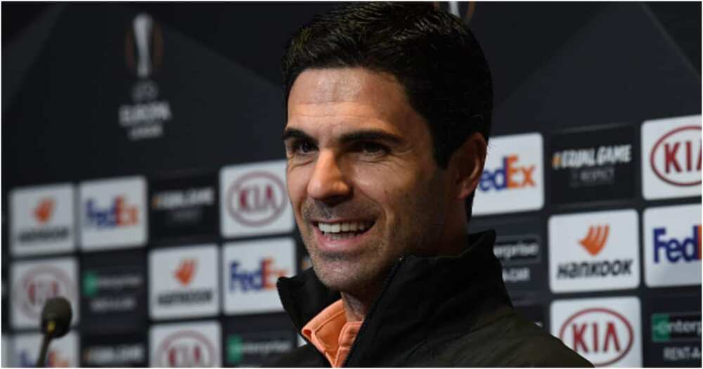 Mikel Arteta during a previous press conference. Photo: Getty Images.