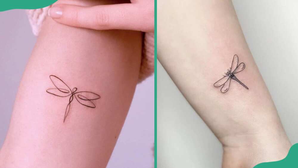Minimalist dragonfly tattoos