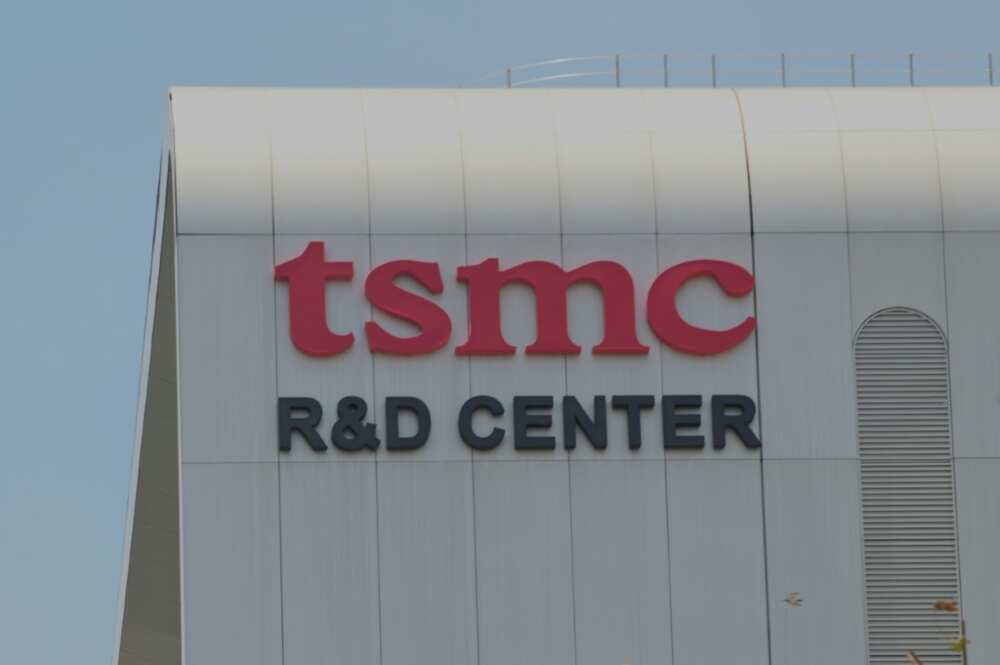A Taiwan Semiconductor Manufacturing Company (TSMC) Research and Development Center sign is seen in Hsinchu