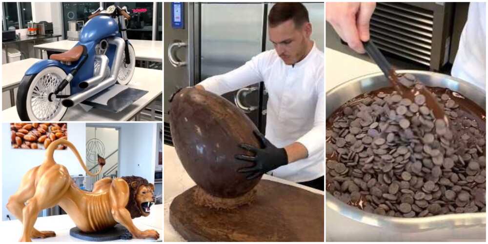 Massive reactions as man creates lion and motorbike with chocolates in thrilling video