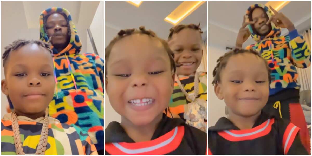 Like father like son: Fans gush as Naira Marley hangs out with his 2 handsome sons in cute video