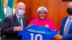 Aisha Buhari presents special gifts to FIFA, CAF officials after attending women's football tournament