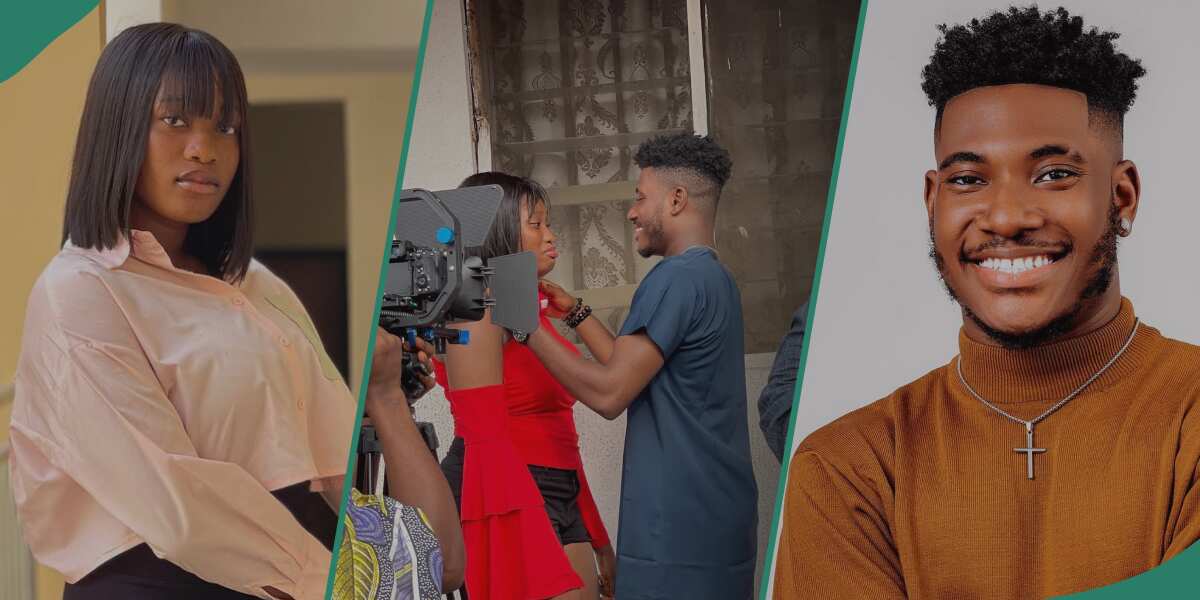 Video: Watch as Ifedi Sharon and Nollywood handsome actor Chidi Dike link up on movie set