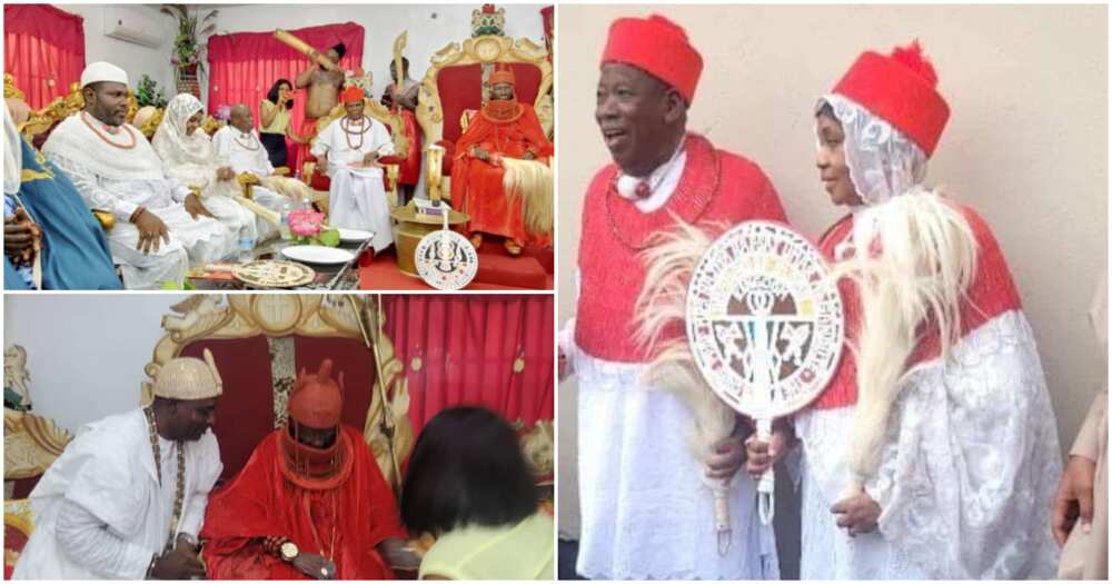 The Governor of Kano State, Dr Abdulahi Umar Ganduje and his wife, Professor Hafsat, the Ohworode of the Olomu Kingdom, His Royal Majesty, Ovie Dr R. L Ogbon, Ogoni, Oghoro 1