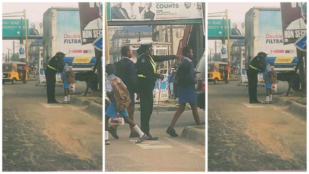 Police woman, female police, Lagos state, school children, school uniforms