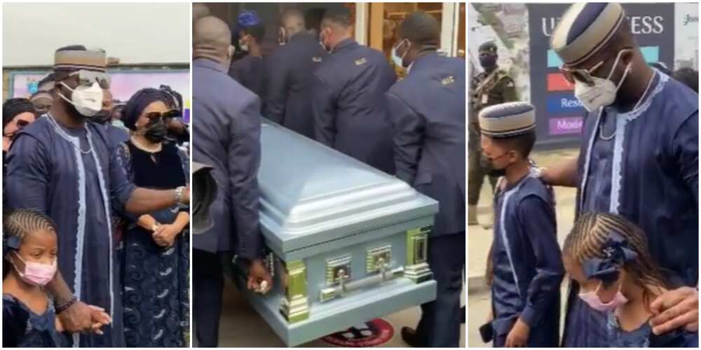 Tears as Peter Okoye's wife Lola finally buries father in emotional ceremony