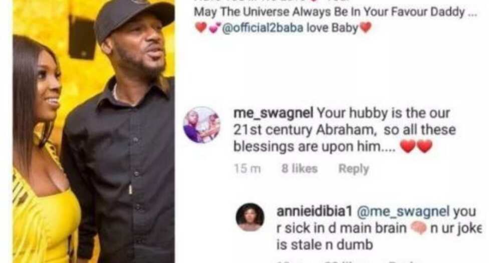 Father's Day: Annie Idibia replies troll who called 2baba 21st-century Father Abraham