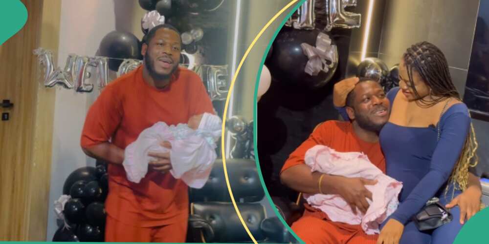 BBNaija star Frodd finally meets his newborn daughter. BBNaija star Frodd finally meets his newborn daughter.