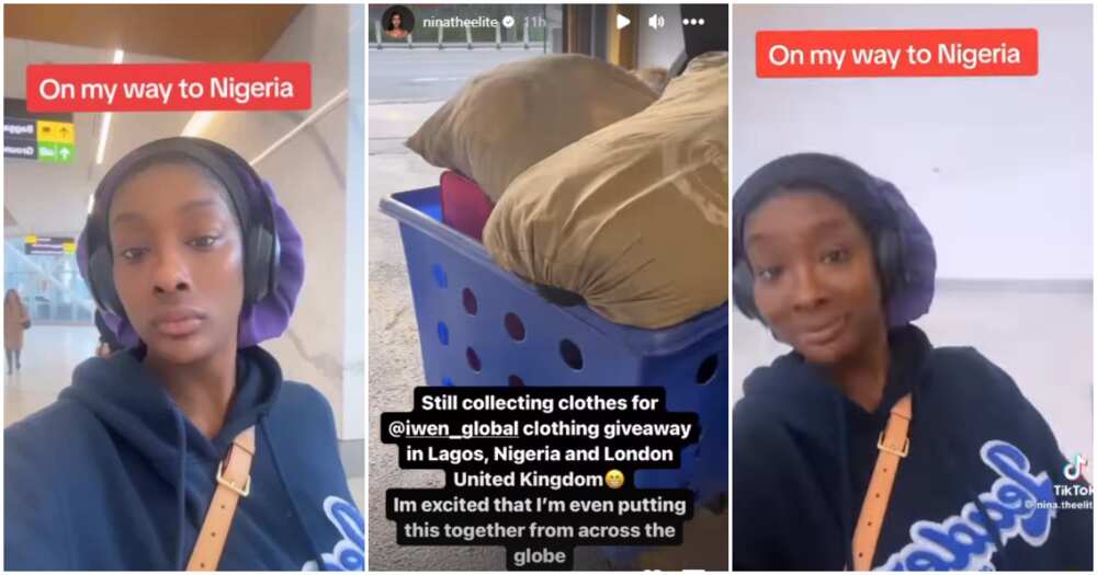 Davido's Anita Brown says she's on her way to Nigeria with airport video.