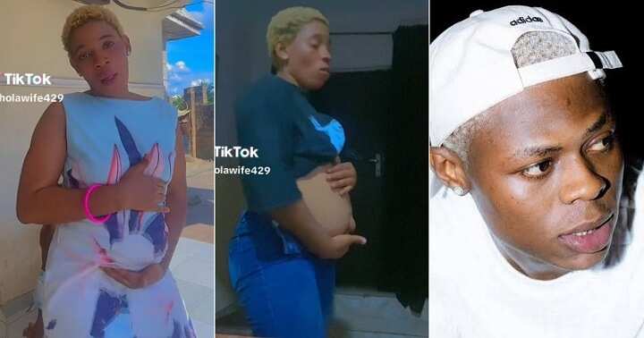 Lady claims to be pregnant for Mohbad, flaunts baby bump