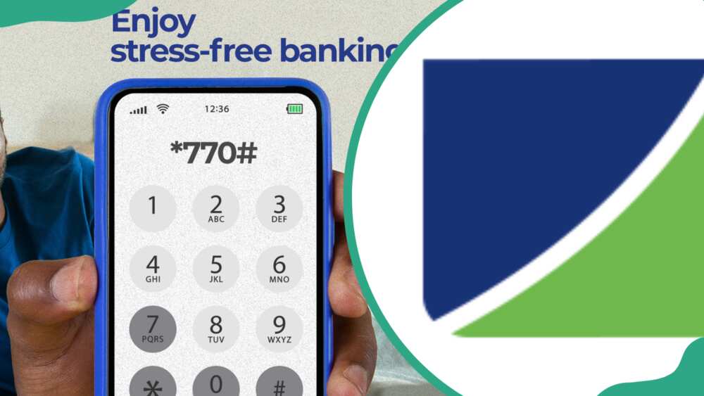 Fidelity Bank transfer code displayed on a phone (L). Fidelity Bank's logo (R)