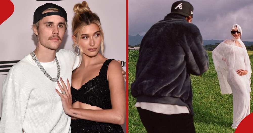 Justin Beiber and his wife Haile pose for a phot at a past event(left). Justin takes a photo of Hailey during the vow renewal ceremony in Hawaii(right).
